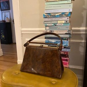Vintage tortoiseshell vinyl structured handbag